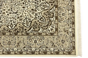 Cream Beige Brown Floral 6X8 Kirman Oriental Rug