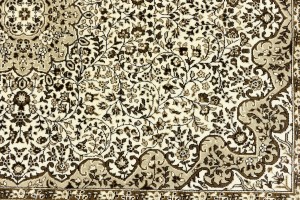 Cream Beige Brown Floral 6X8 Kirman Oriental Rug