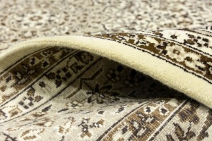 Cream Beige Brown Floral 6X8 Kirman Oriental Rug