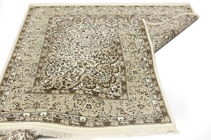 Cream Beige Brown Floral 6X8 Kirman Oriental Rug