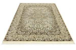 Cream Beige Brown Floral 6X8 Kirman Oriental Rug