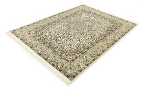 Cream Beige Brown Floral 6X8 Kirman Oriental Rug