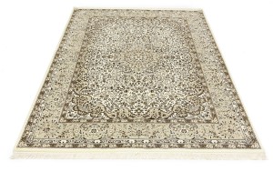 Cream Beige Brown Floral 6X8 Kirman Oriental Rug