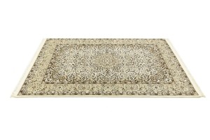 Cream Beige Brown Floral 6X8 Kirman Oriental Rug