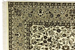 Cream Brown Floral 6X8 Kirman Oriental Rug