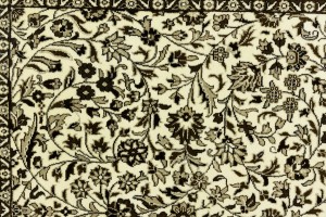 Cream Brown Floral 6X8 Kirman Oriental Rug