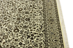 Cream Brown Floral 6X8 Kirman Oriental Rug