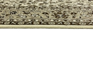 Cream Brown Floral 6X8 Kirman Oriental Rug