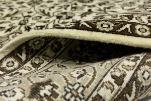 Cream Brown Floral 6X8 Kirman Oriental Rug