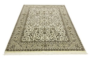 Cream Brown Floral 6X8 Kirman Oriental Rug