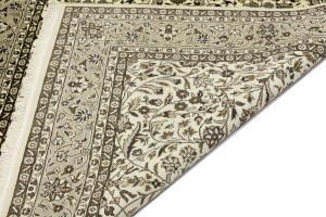 Cream Brown Floral 6X8 Kirman Oriental Rug