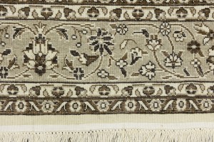 Cream Brown Floral 6X8 Kirman Oriental Rug
