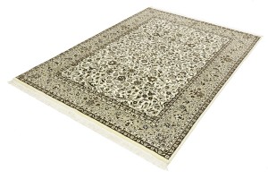 Cream Brown Floral 6X8 Kirman Oriental Rug