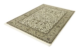 Cream Brown Floral 6X8 Kirman Oriental Rug