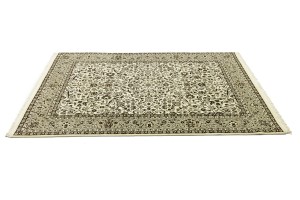 Cream Brown Floral 6X8 Kirman Oriental Rug