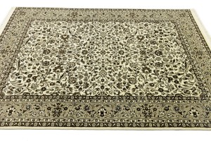 Cream Brown Floral 6X8 Kirman Oriental Rug