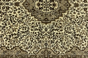 Cream Brown Floral 6X8 Kirman Oriental Rug
