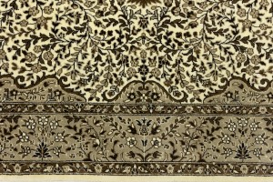 Cream Brown Floral 6X8 Kirman Oriental Rug