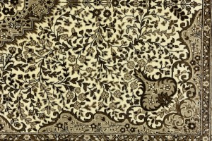 Cream Brown Floral 6X8 Kirman Oriental Rug