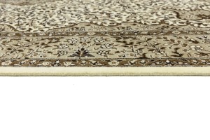Cream Brown Floral 6X8 Kirman Oriental Rug