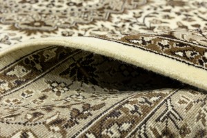 Cream Brown Floral 6X8 Kirman Oriental Rug