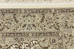 Cream Brown Floral 6X8 Kirman Oriental Rug