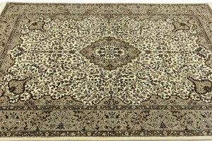 Cream Brown Floral 6X8 Kirman Oriental Rug
