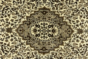 Cream Brown Floral 6X8 Kirman Oriental Rug