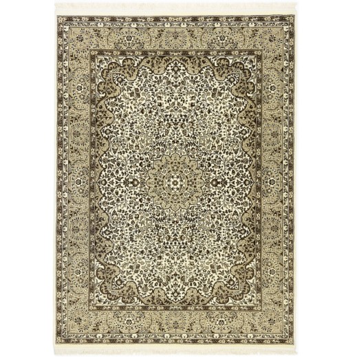 Cream Beige Brown Floral 6X8 Kirman Oriental Rug