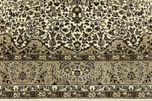 Cream Beige Brown Floral 6X8 Kirman Oriental Rug