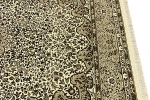 Cream Beige Brown Floral 6X8 Kirman Oriental Rug