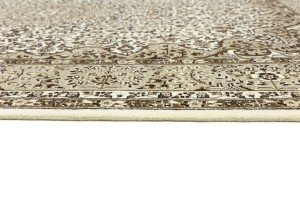 Cream Beige Brown Floral 6X8 Kirman Oriental Rug
