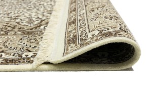 Cream Beige Brown Floral 6X8 Kirman Oriental Rug
