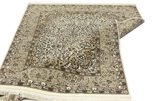 Cream Beige Brown Floral 6X8 Kirman Oriental Rug