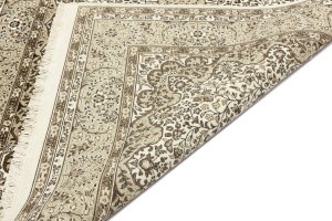 Cream Beige Brown Floral 6X8 Kirman Oriental Rug