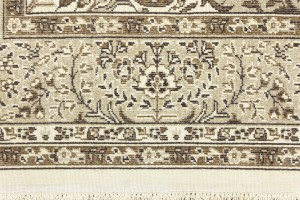 Cream Beige Brown Floral 6X8 Kirman Oriental Rug