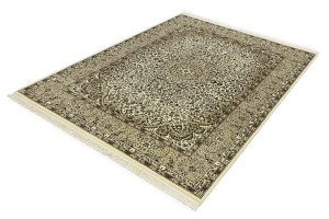 Cream Beige Brown Floral 6X8 Kirman Oriental Rug