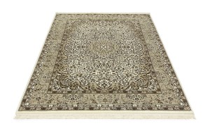 Cream Beige Brown Floral 6X8 Kirman Oriental Rug