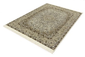 Cream Beige Brown Floral 6X8 Kirman Oriental Rug