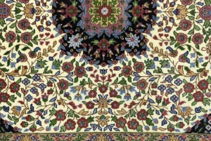 Cream & Blue Floral 5X7 Kirman Oriental Rug