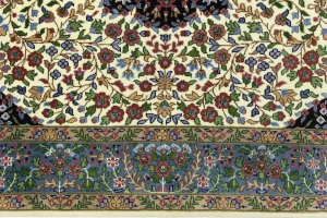 Cream & Blue Floral 5X7 Kirman Oriental Rug