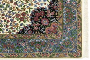 Cream & Blue Floral 5X7 Kirman Oriental Rug