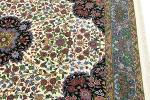 Cream & Blue Floral 5X7 Kirman Oriental Rug