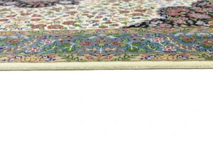 Cream & Blue Floral 5X7 Kirman Oriental Rug