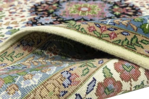 Cream & Blue Floral 5X7 Kirman Oriental Rug
