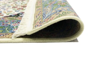 Cream & Blue Floral 5X7 Kirman Oriental Rug