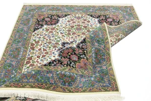 Cream & Blue Floral 5X7 Kirman Oriental Rug