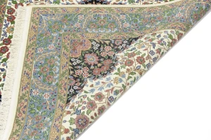 Cream & Blue Floral 5X7 Kirman Oriental Rug