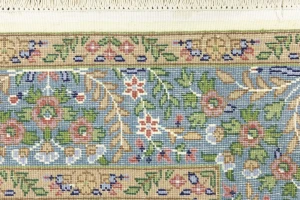 Cream & Blue Floral 5X7 Kirman Oriental Rug
