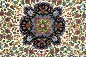 Cream & Blue Floral 5X7 Kirman Oriental Rug